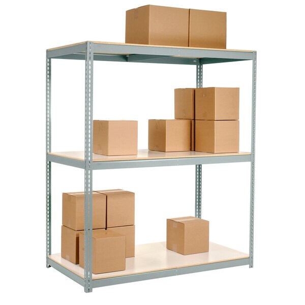 Wide Span Rack 72x48x60, 3 Shelves Deck 900 Lb. Cap Per Level, Gray